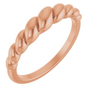 14K Rose Gold Rope Dome Ring. 57713:102:P