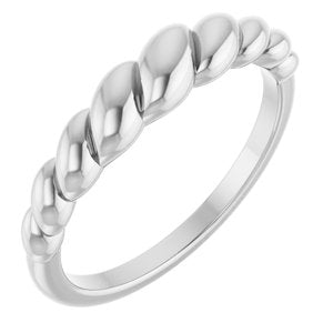 14K White Gold Rope Dome Ring. 57713:104:P