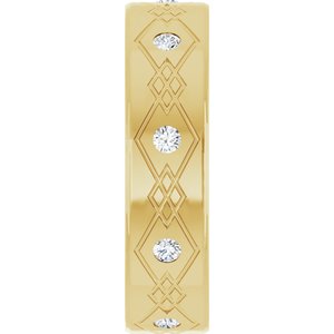 14K Yellow Gold 1/4 CTW Diamond Accented Patterned Men's Band. 124469:1019:P