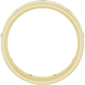 14K Yellow Gold 1/4 CTW Diamond Accented Patterned Men's Band. 124469:1019:P