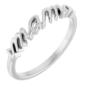 14K White Gold Mama Ring . 57739:104:P