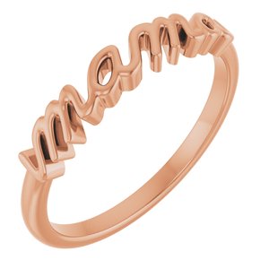 14K Rose Gold Mama Ring . 57739:100:P