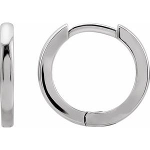 14K White Gold Hinged 15 mm Hoop Earrings. 87384:126:P