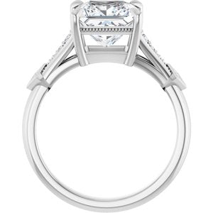 14K White Gold 7.5 mm Square Accented Engagement Ring. 124725:104:P