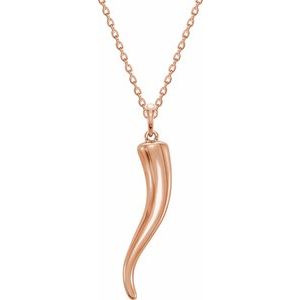 14K Rose Gold Italian Horn 16-18" Necklace