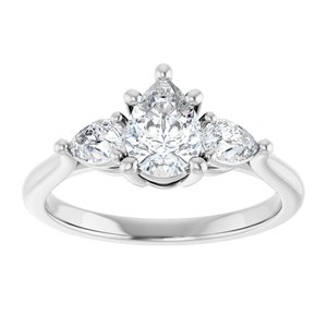 14K White Gold 7x5 mm Pear Three-Stone Engagement Ring. 124742:330:P