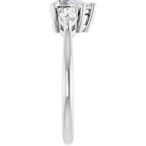 14K White Gold 7x5 mm Pear Three-Stone Engagement Ring. 124742:330:P