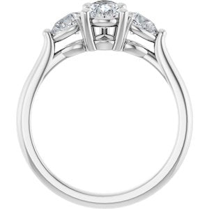 14K White Gold 7x5 mm Pear Three-Stone Engagement Ring. 124742:330:P