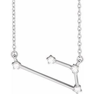 14K White Gold .08 CTW Diamond Aries 16-18" Necklace