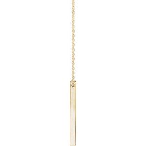 14K Yellow Gold Engravable Four-Sided Bar 16-18" Necklace