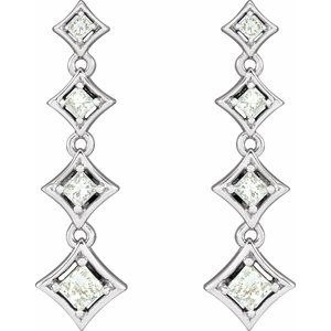 14K White Gold 3/4 CTW Diamond Journey Earrings