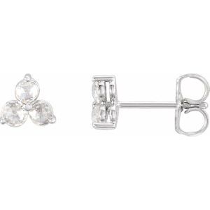 14K White Gold 1/5 CTW Rose-Cut Diamond Three-Stone Earrings