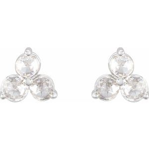 14K White Gold 1/5 CTW Rose-Cut Diamond Three-Stone Earrings