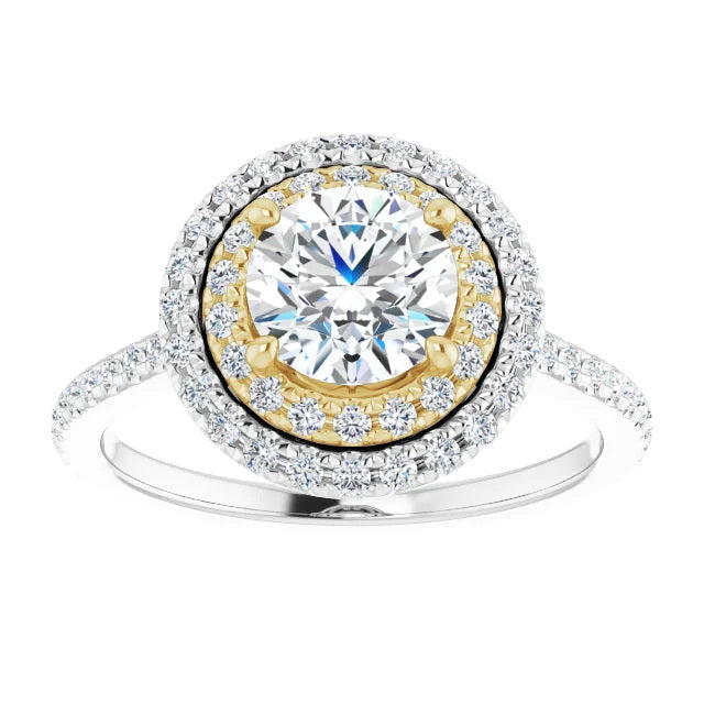Ladies 14K Halo White Gold Lab Diamond Engagement Ring With 1ct Center Stone VS Clarity, F Color