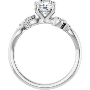 14K White Gold 6.5 mm Round .07 CTW Diamond Accented Floral Engagement Ring. 126064:LG6000:P
