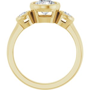 14K Yellow Gold 6.5 mm Round Bezel-Set Three-Stone Engagement Ring. 124773:1171:P