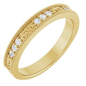 14K Yellow Gold 1/8 CTW Diamond Milgrain Anniversary Band. 126213:100:P