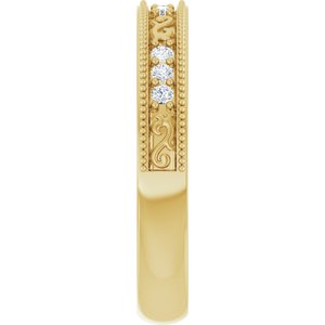 14K Yellow Gold 1/8 CTW Diamond Milgrain Anniversary Band. 126213:100:P