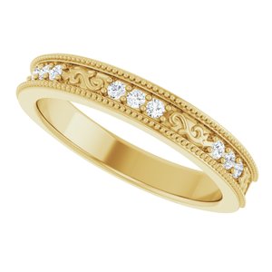 14K Yellow Gold 1/8 CTW Diamond Milgrain Anniversary Band. 126213:100:P