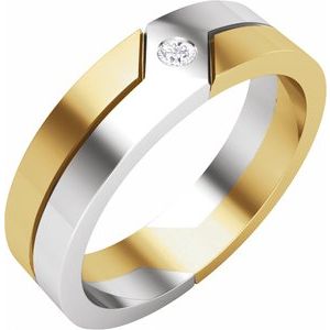 14K White/Yellow Gold 1/8 CTW Diamond Comfort-Fit Men's Band. 124657:117:P