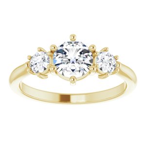14K Yellow Gold 6 mm Round 1/5 CTW Rose-Cut Diamond Three-Stone Engagement Ring. 126201:111:P