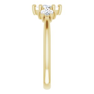 14K Yellow Gold 6 mm Round 1/5 CTW Rose-Cut Diamond Three-Stone Engagement Ring. 126201:111:P
