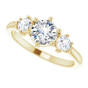 14K Yellow Gold 6 mm Round 1/5 CTW Rose-Cut Diamond Three-Stone Engagement Ring. 126201:111:P