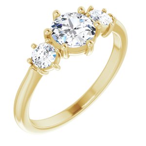 14K Yellow Gold 6 mm Round 1/5 CTW Rose-Cut Diamond Three-Stone Engagement Ring. 126201:111:P