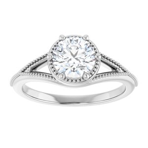 14K White Gold 6.5 mm Round Halo-Style Solitaire Engagement Ring. 126074:120:P