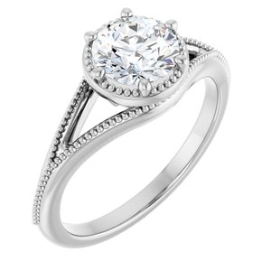 14K White Gold 6.5 mm Round Halo-Style Solitaire Engagement Ring. 126074:120:P