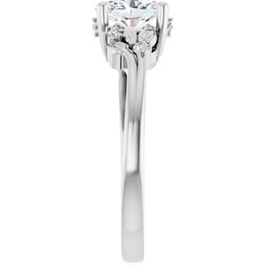 14K White Gold 7x5 mm Oval .07 CTW Diamond Accented Floral Engagement Ring. 126144:LG102:P
