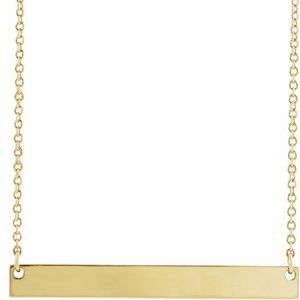 14K Yellow Gold Engravable Bar Necklace