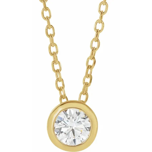 14K Yellow 1/4 CT Natural Diamond Bezel-Set 16-18" Necklace