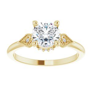 14K Yellow Gold 6.5 mm Round .05 CTW Diamond Hidden Halo-Style Accented Engagement Ring. 126226:127:P