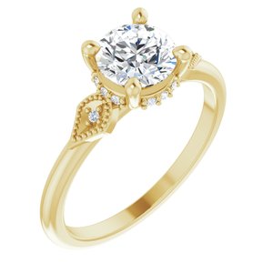 14K Yellow Gold 6.5 mm Round .05 CTW Diamond Hidden Halo-Style Accented Engagement Ring. 126226:127:P