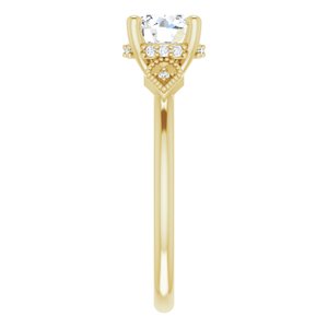 14K Yellow Gold 6.5 mm Round .05 CTW Diamond Hidden Halo-Style Accented Engagement Ring. 126226:127:P