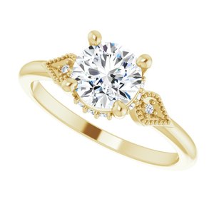 14K Yellow Gold 6.5 mm Round .05 CTW Diamond Hidden Halo-Style Accented Engagement Ring. 126226:127:P
