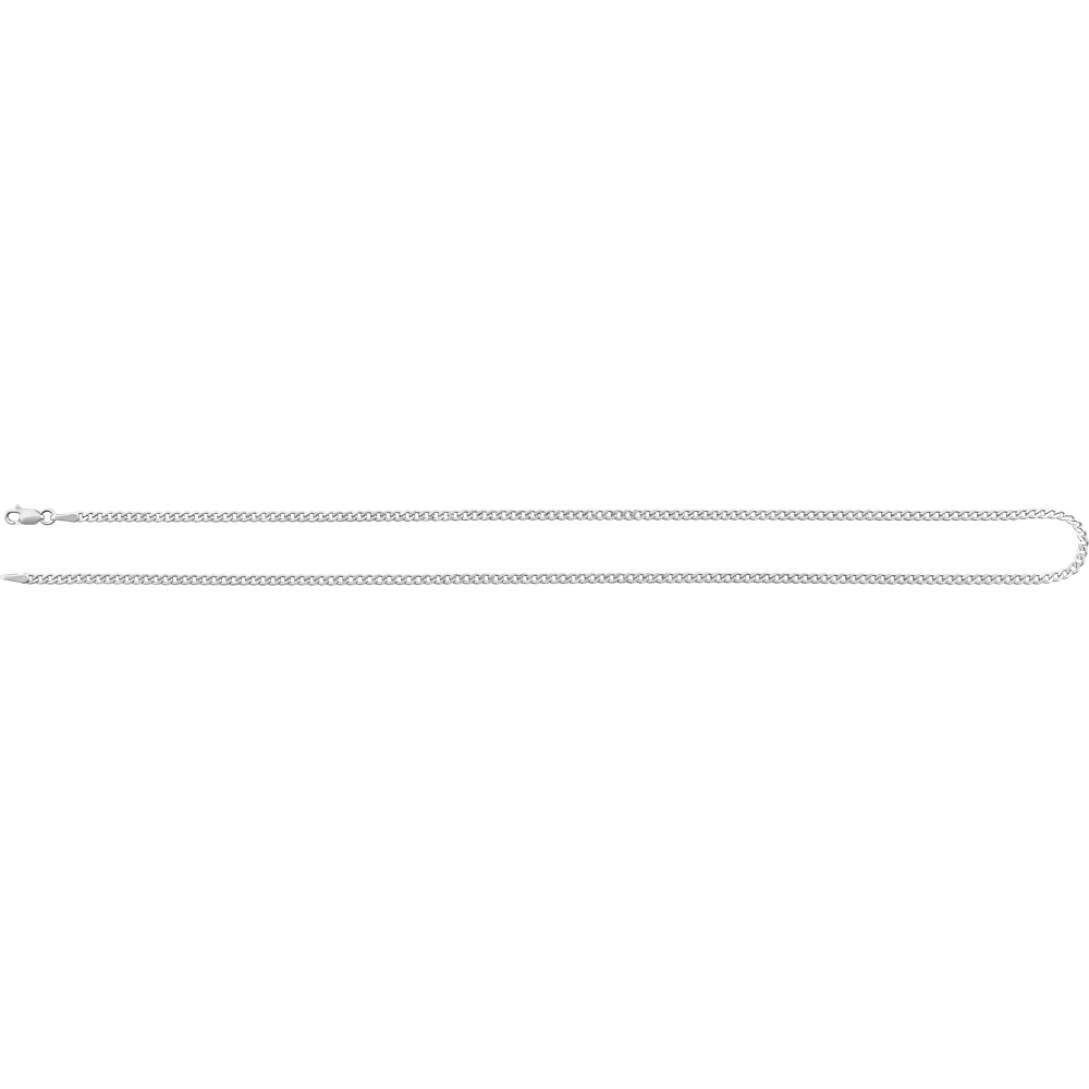 14K White Gold 2.35 mm Curb Chain