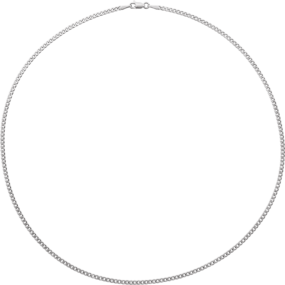 14K White Gold 2.35 mm Curb Chain
