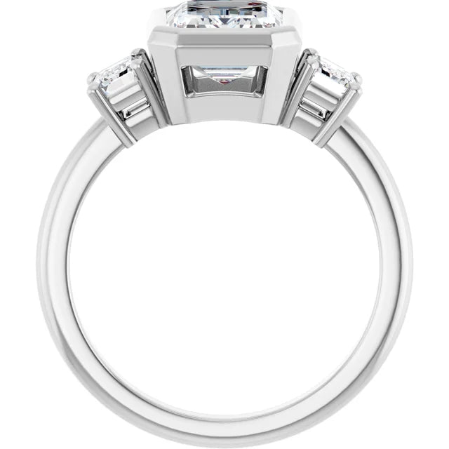 14K White Gold 8.5x6.5 mm Emerald Engagement Ring With Lab Grown Diamonds