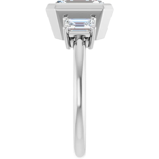 14K White Gold 8.5x6.5 mm Emerald Engagement Ring With Lab Grown Diamonds