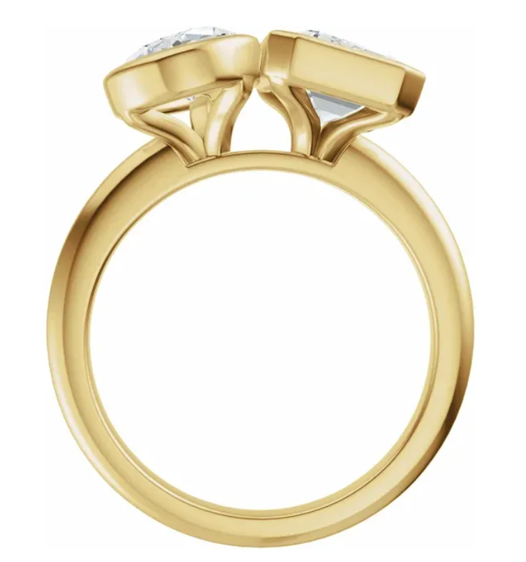 14K Yellow Gold 8x6 mm Emerald and Pear Engagement Ring