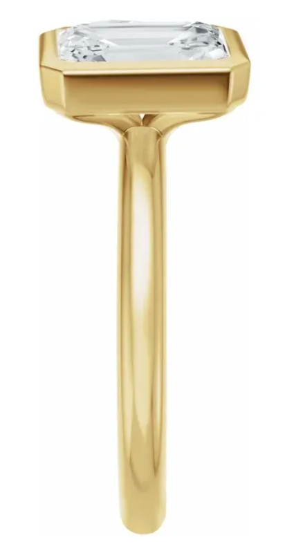 14K Yellow Gold 8x6 mm Emerald and Pear Engagement Ring