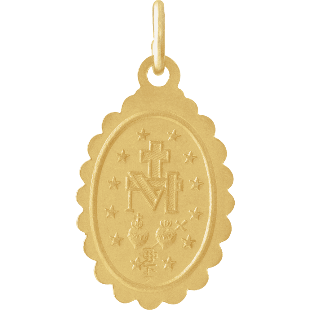 14K Yellow Gold 17x11 mm Oval Miraculous Medal