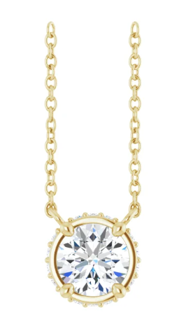 14K Yellow Gold 5.5 mm Round Hidden Halo Necklace