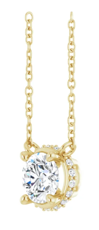 14K Yellow Gold 5.5 mm Round Hidden Halo Necklace