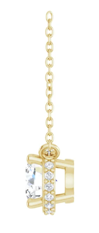 14K Yellow Gold 5.5 mm Round Hidden Halo Necklace