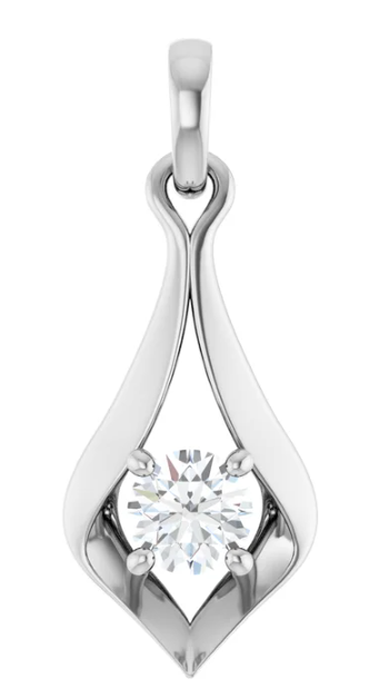 14K White Gold 4.1 mm Round Diamond Pendant