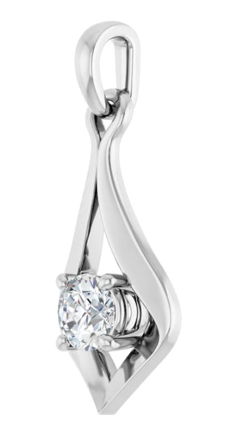 14K White Gold 4.1 mm Round Diamond Pendant