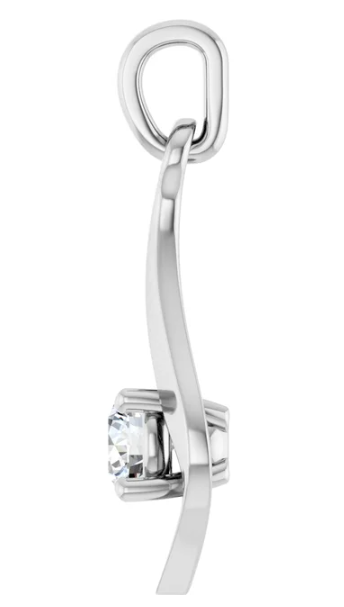 14K White Gold 4.1 mm Round Diamond Pendant